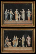 École italienne néoclassique L'amour et cinq muses et Jupiter présidant aux noces d'Hercule et Hébé Paire de gouaches sur trait grav.