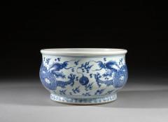 VASQUE EN PORCELAINE BLEU BLANC, Chine, dynastie Qing, XIXe siècle