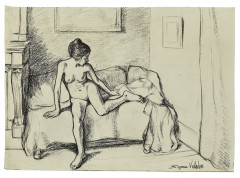 Suzanne VALADON 1865-1938 Nu au canapé - circa 1894 Fusain sur papier