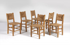 Charlotte PERRIAND 1903-1989 Suite de six chaises n°19 dites « Bauche » - le modèle créé en 1939