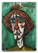 Bernard BUFFET 1928-1999 Tête de clown fond vert - 1999 Huile sur toile