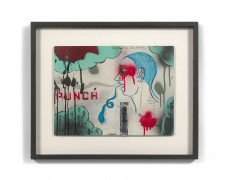 ¤ Ed TEMPLETON Punch - 2002  Mixed media on wood; 12 x 16 in., frame: 18 x 22 in.  (30 x 40.50 cm, frame : 45.72 x 55....