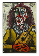 Bernard BUFFET 1928- 1999 Clown guitariste - 1999 Huile sur toile