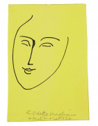 Henri MATISSE 1869 - 1954 Visage - 1952 Encre sur papier préparé jaune