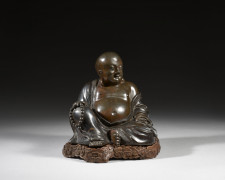 STATUETTE DE BUDAI EN BRONZE, Chine, XIXe - XXe siècle