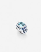 CHANEL Bague "Kaléïdoscope" en or, aigue-marine et saphirs An aquamarine, sapphire and gold "kaleidoscope" ring