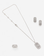 BULGARI  Collier, bague, boucles d'oreilles "Parentesi" or et diamants A diamond and gold necklace, ring and earrings set