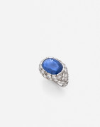 Bague Platine, saphir env. 8 cts (GEM Paris: Birman, non chauffé) diamants, v. 1910 An approx. 8 ct sapphire, diamond, and platinum r