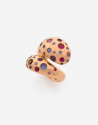 De GRISOGONO Bague "Contrario" en or et pierres fines A semi-precious stone and gold "Contratrio" ring