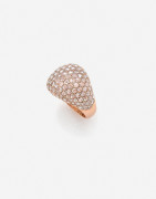 Bague boule en or rose et diamants taille rose A rose-cut diamond and pink gold ring