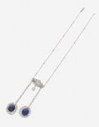 Collier négligé or, diamants, saphirs env. 12 et 15 cts, deb. An approx. 15 and 12 ct sapphire, diamond and gold necklace, beg. of 20t