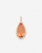 Pendentif or, diamants et topaze impériale 13.95 cts (CGL & Ignius) A 13.95 ct imperial topaz (CGL & Ignius), diamond and gold pendant