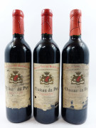 3 bouteilles CHÂTEAU DU PUY 1995 Bordeaux (étiquettes très abimées, déchirées
