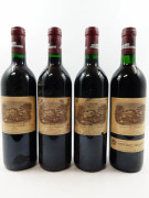 4 bouteilles CHATEAU LAFITE ROTHSCHILD 1990 1er GC Pauillac (3 étiquettes abimées, déchirées, 1 fanée avec bandeau export Italie