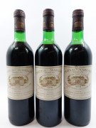 3 bouteilles CHATEAU MARGAUX 1978 1er GC Margaux (1 légèrement bas, 2 mi-épaule