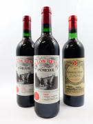 3 bouteilles 2 bts : CLOS RENE 1989 Pomerol (étiquettes fanées)