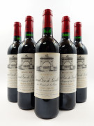 5 bouteilles 4 bts : CHÂTEAU LEOVILLE LAS CASES 1993 2è GC Saint Julien (étiquettes fanées)