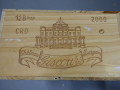 12 bouteilles CHÂTEAU GISCOURS 2000 3è GC Margaux Caisse bois d'origine