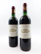 2 bouteilles CHÂTEAU MARGAUX 1987 1er GC Margaux (légèrement bas