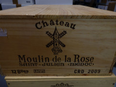 12 bouteilles CHÂTEAU MOULIN DE LA ROSE 2009 Saint Julien Caisse bois d'origine