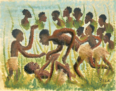 BELA c.1920-1968 - Congo Jeux d'enfant, 1955 Gouache sur papier