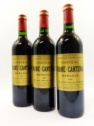 3 bouteilles CHÂTEAU BRANE CANTENAC 1998 2è GC Margaux