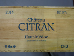 12 bouteilles CHÂTEAU CITRAN 2014 Haut Médoc Caisse bois d'origine