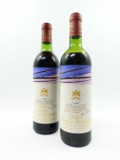 2 bouteilles CHÂTEAU MOUTON ROTHSCHILD 1980 1er GC Pauillac (1 légèrement bas, 1 basse épaule