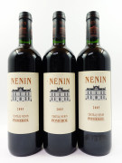 3 bouteilles CHÂTEAU NENIN 2005 Pomerol (étiquettes léger abimées)