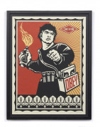 Shepard FAIREY ( OBEY GIANT) (Américain - Né en 1970) Molotov Man - 2006 Sérigraphie en couleurs