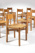 Charlotte PERRIAND 1903-1999 Suite de dix chaises dites «Meribel» - le modèle créé circa 1960