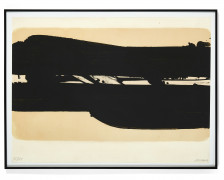 Pierre SOULAGES (Français, Né en 1919) Lithographie n°39 - 1977 Lithographie en noir et crème