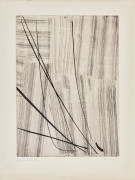 Hans HARTUNG (1904 - 1989) Gravure 20 - 1953 Eau-forte en noir sur fond mauve