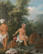 Augustino BRUNIAS Rome, vers 1730 - Roseau , La Dominique, 1796 Le bain des Dominicaines Toile