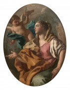 Francesco de MURA Naples, 1696 - 1782 Sainte Barbe Cuivre ovale