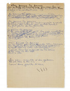 BRASSENS (Georges)  Manuscrit autographe pour la chanson "Jeanne"