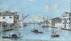 Giacomo GUARDI Venise, 1764 - 1835 Vue de l'île de Quintavalle, Venise Gouache