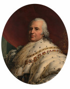 Ecole française du XIXe siècle Atelier de François Pascal Simon, baron Gérard Portrait du roi de France Louis XVIII Huile sur toile,...