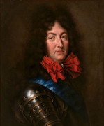 Ecole française du XVIIe siècle  Portrait en buste du roi Louis XIV en cuirasse Huile sur toile