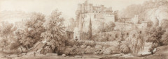 Attribué à Louis Nicolas Philippe Auguste, comte de FORBIN La Roque-d'Anthéron, 1777 - Paris, 1841 Vue du château de La Barben Lavis..