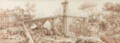 Attribué à Louis Nicolas Philippe Auguste, comte de FORBIN La Roque-d'Anthéron, 1777 - Paris, 1841 Scène de marché près d'un pont La.