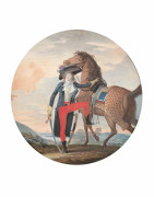 Ecole française de la fin du XVIIIe siècle  Officier de la Révolution française et son cheval Aquarelle gouachée et gomme arabique s...