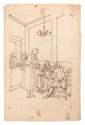 Tadeusz KUNTZE, dit aussi Taddeo POLACCO Zielona-Gora, 1727- Rome, 1793 Le café Greco Plume et encre brune sur trait de crayon noir