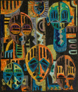 Boubacar COULIBALY 1944-1984 - Sénégal Masques, 1983 Huile sur toile