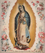 Francisco MARTINEZ Mexique, 1715 - 1757 Notre-Dame de Guadalupe Huile sur toile de soie