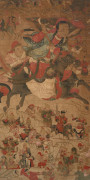 GRANDE PEINTURE À L'ENCRE ET COULEUR SUR PAPIER, Chine, dynastie Qing, fin du XIXe siècle