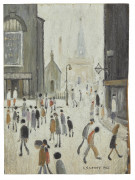 Laurence Stephen LOWRY 1887 - 1976 Going to the cinema - 1965 Huile sur panneau