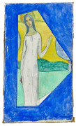 Charles FILIGER 1863- 1928 Sainte bénissant ou Figure de sainte - 1889-1890 Gouache, aquarelle et peinture or sur carton