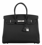 HERMÈS 2020  Sac BIRKIN 35 Veau Togo noir Garniture métal argenté palladié  BIRKIN 35 bag Black Togo calfskin leathe...