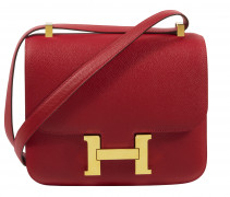 HERMÈS 2020  Sac CONSTANCE 24 Veau Epsom Rouge De Cœur Garniture métal plaqué or  CONSTANCE 24 bag Rouge De Cœur Eps...